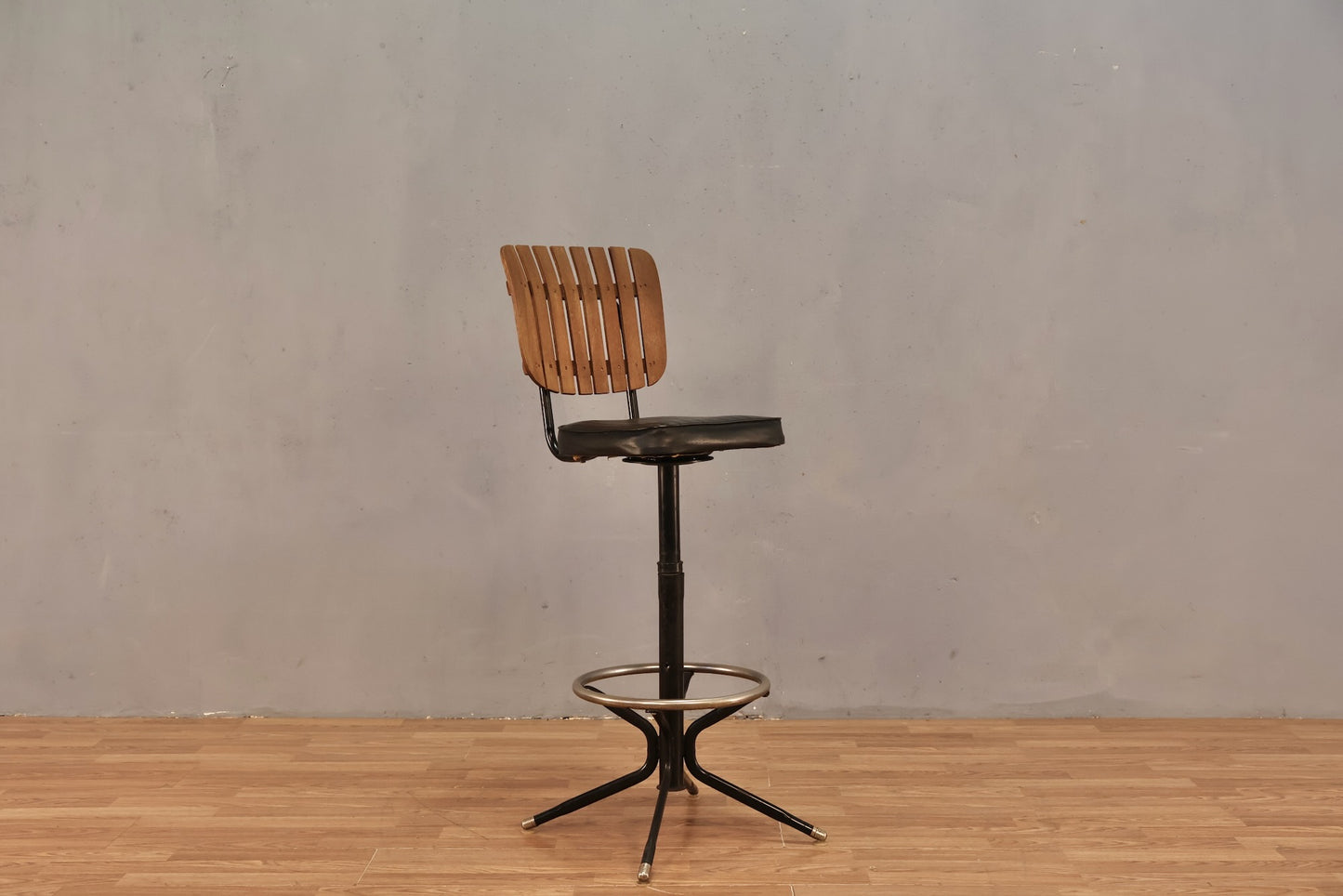 Slatted & Black Pinstripe Bar Stool - ONLINE ONLY