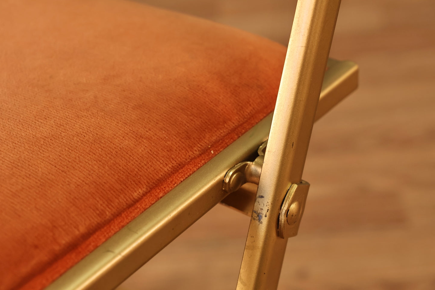Gold & Apricot Velveteen Folding Chair