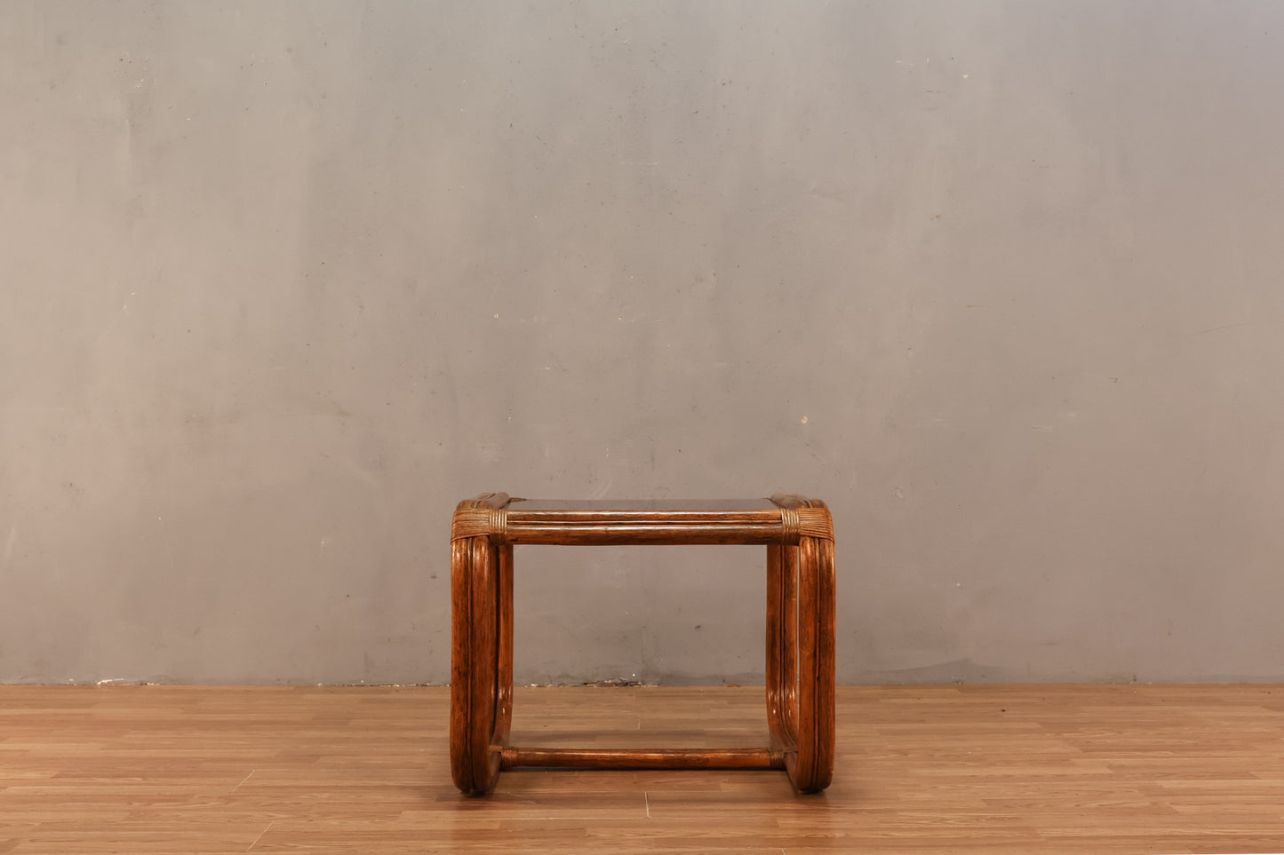 Bentwood Rattan & Smoked Glass End Table - ONLINE ONLY