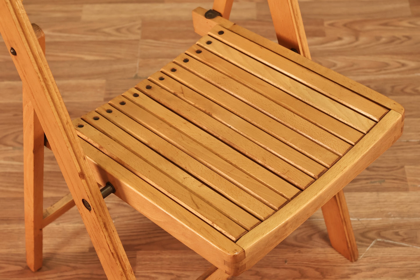 Golden Slatted Folding Chair