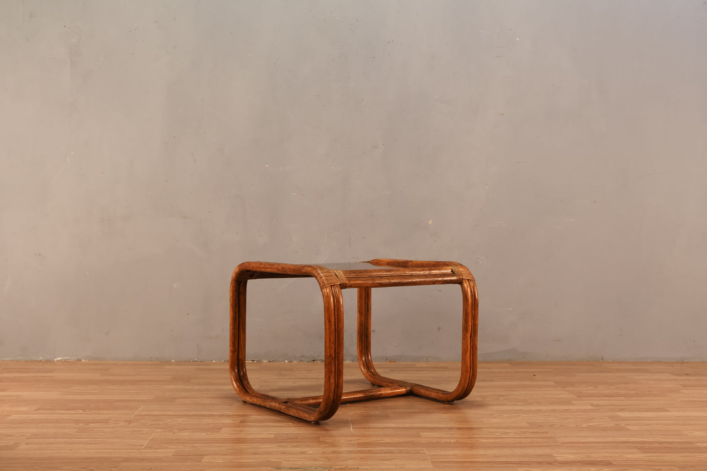 Bentwood Rattan & Smoked Glass End Table - ONLINE ONLY