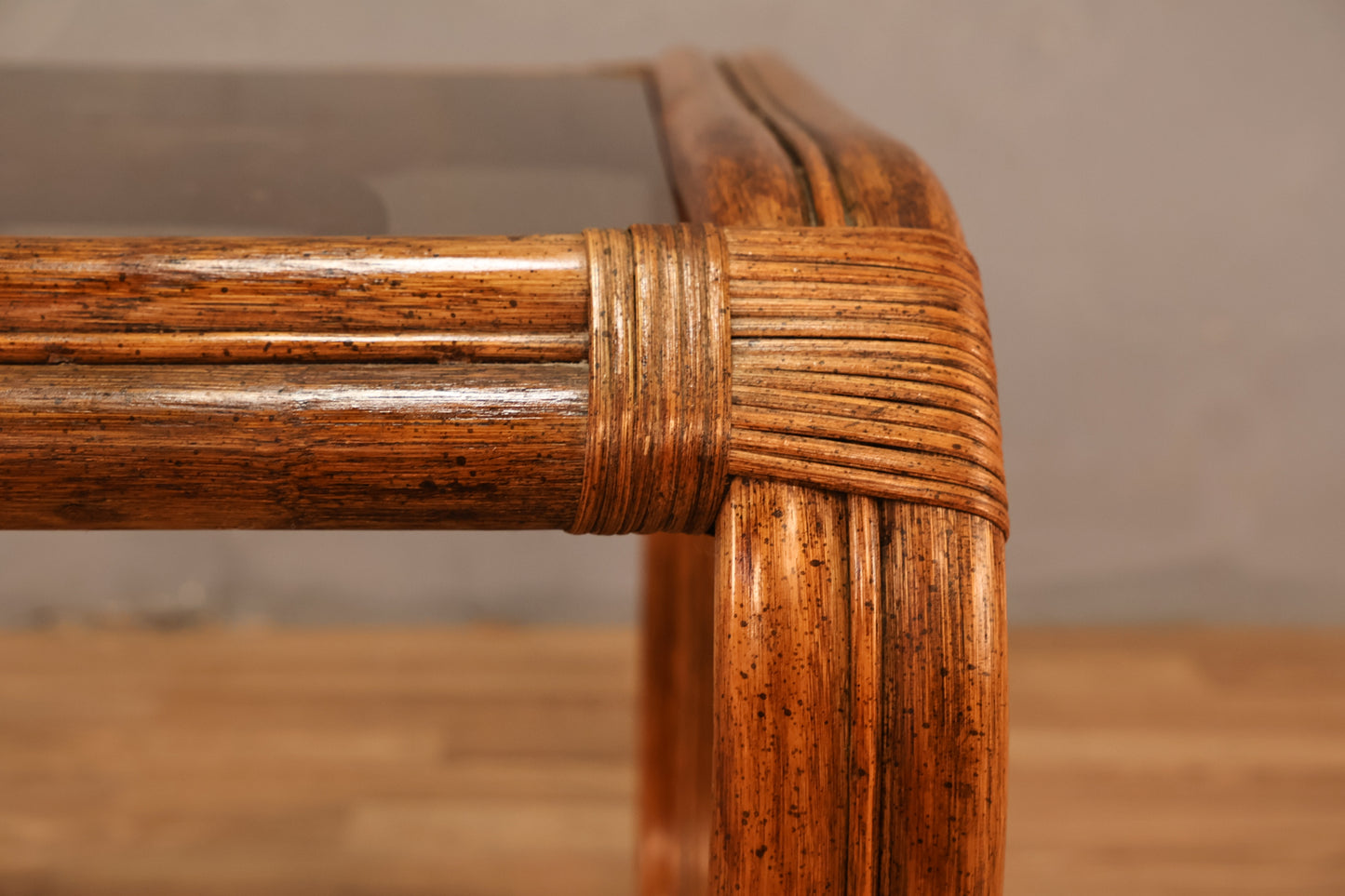 Bentwood Rattan & Smoked Glass End Table - ONLINE ONLY