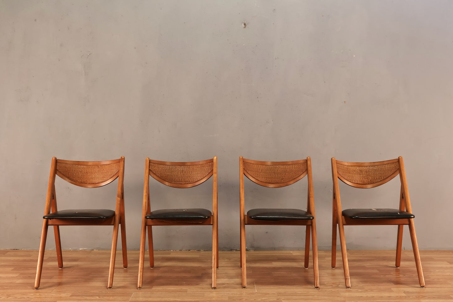 Stakmore Black Vinyl & Cane Folding Chair