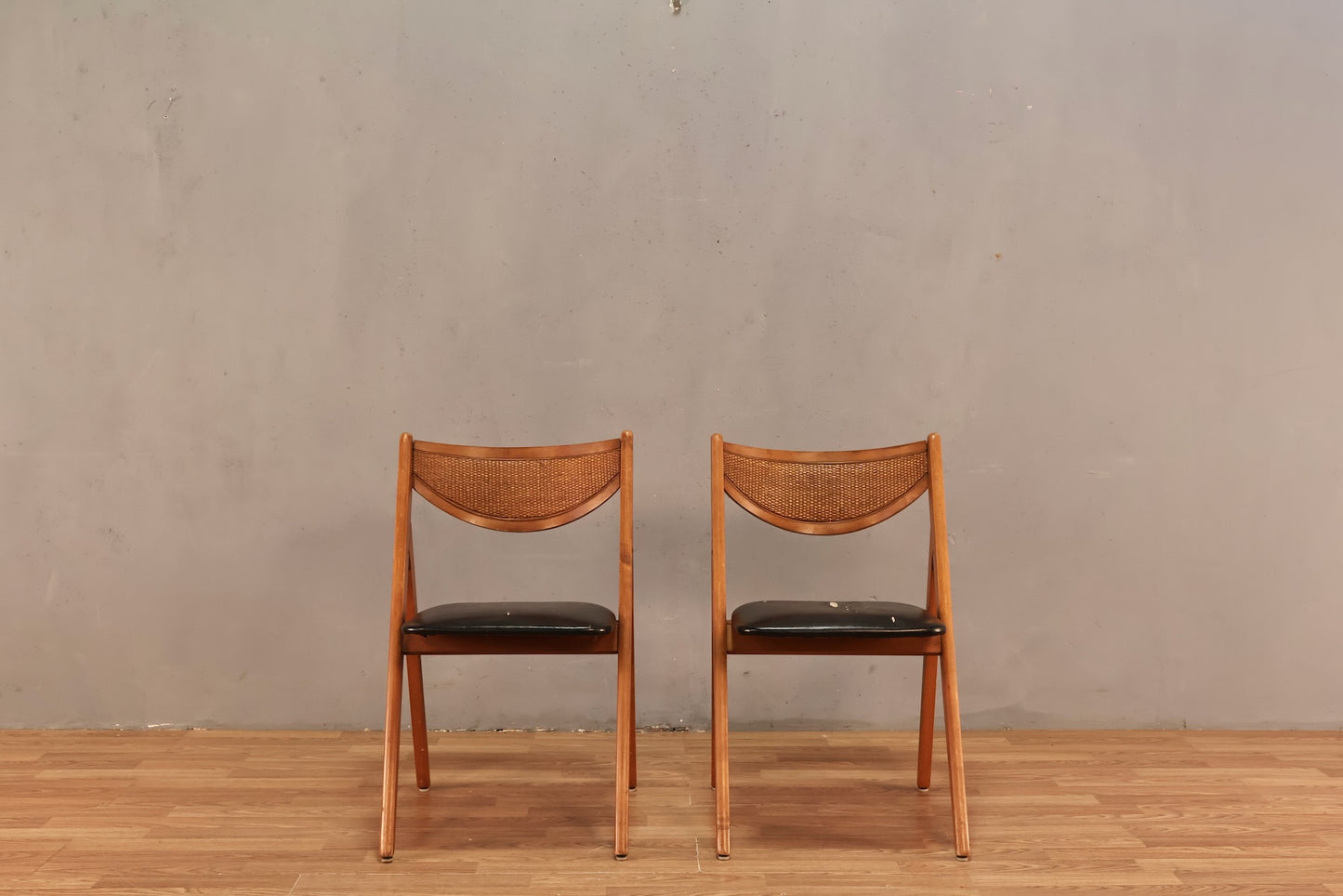 Stakmore Black Vinyl & Cane Folding Chair