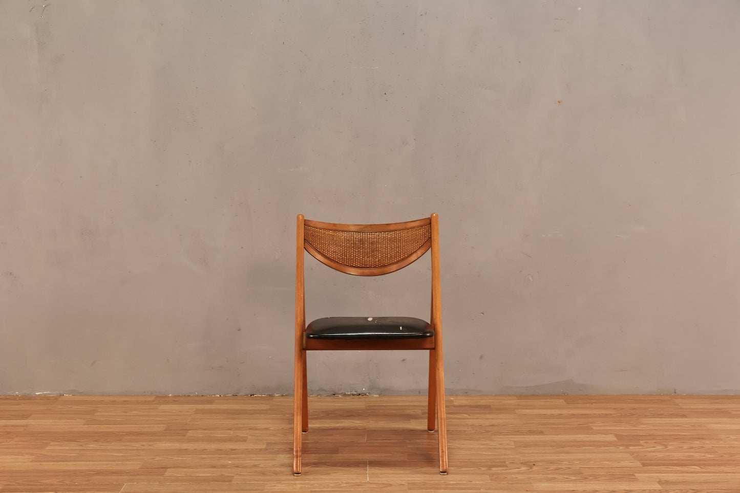 Stakmore Black Vinyl & Cane Folding Chair