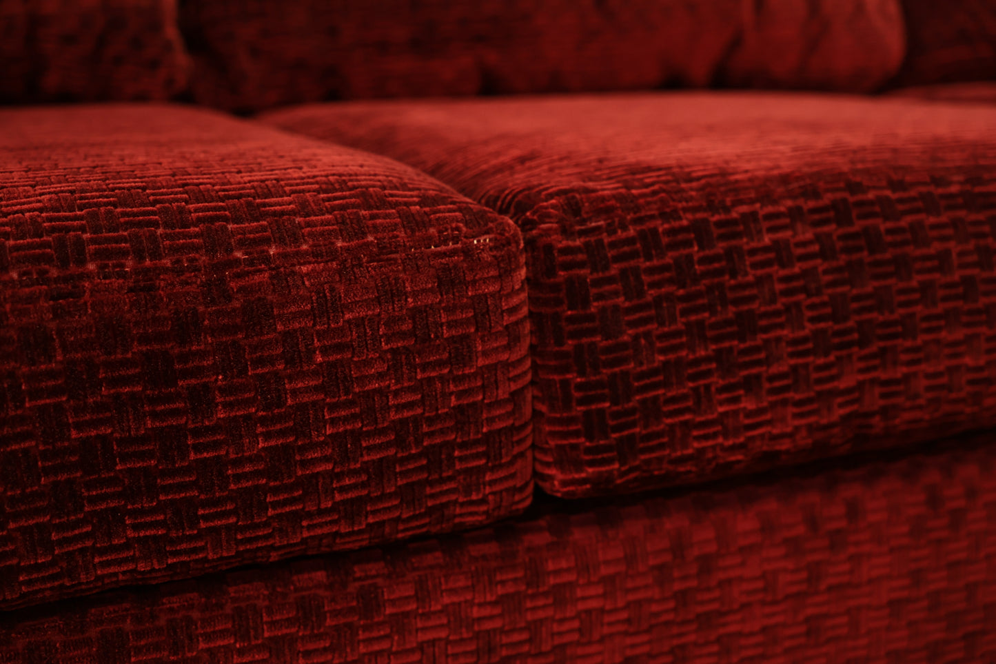 Mid Century Red Velvet Sofa