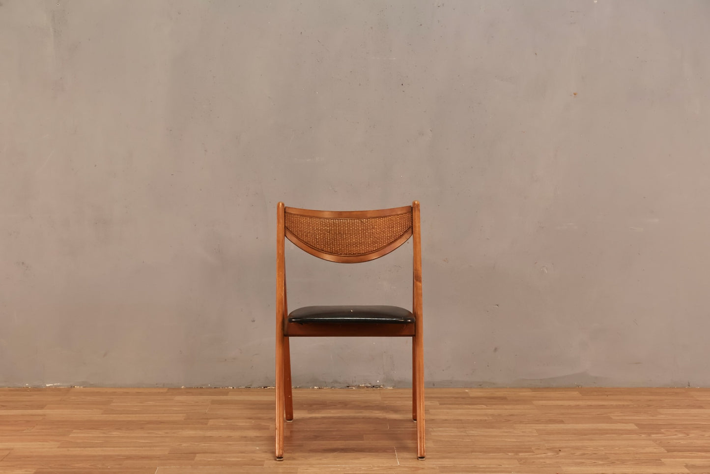 Stakmore Black Vinyl & Cane Folding Chair