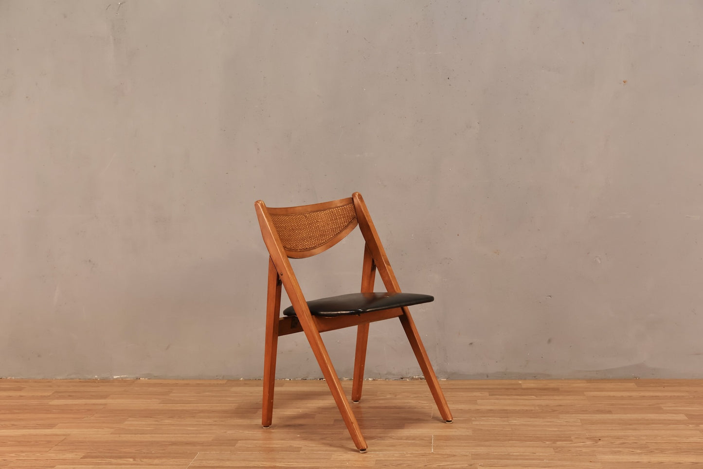Stakmore Black Vinyl & Cane Folding Chair