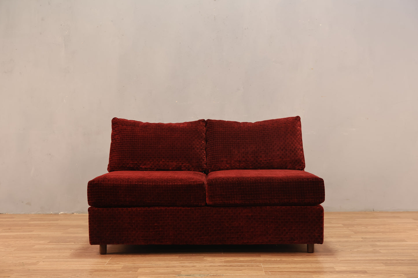 Mid Century Red Velvet Loveseat