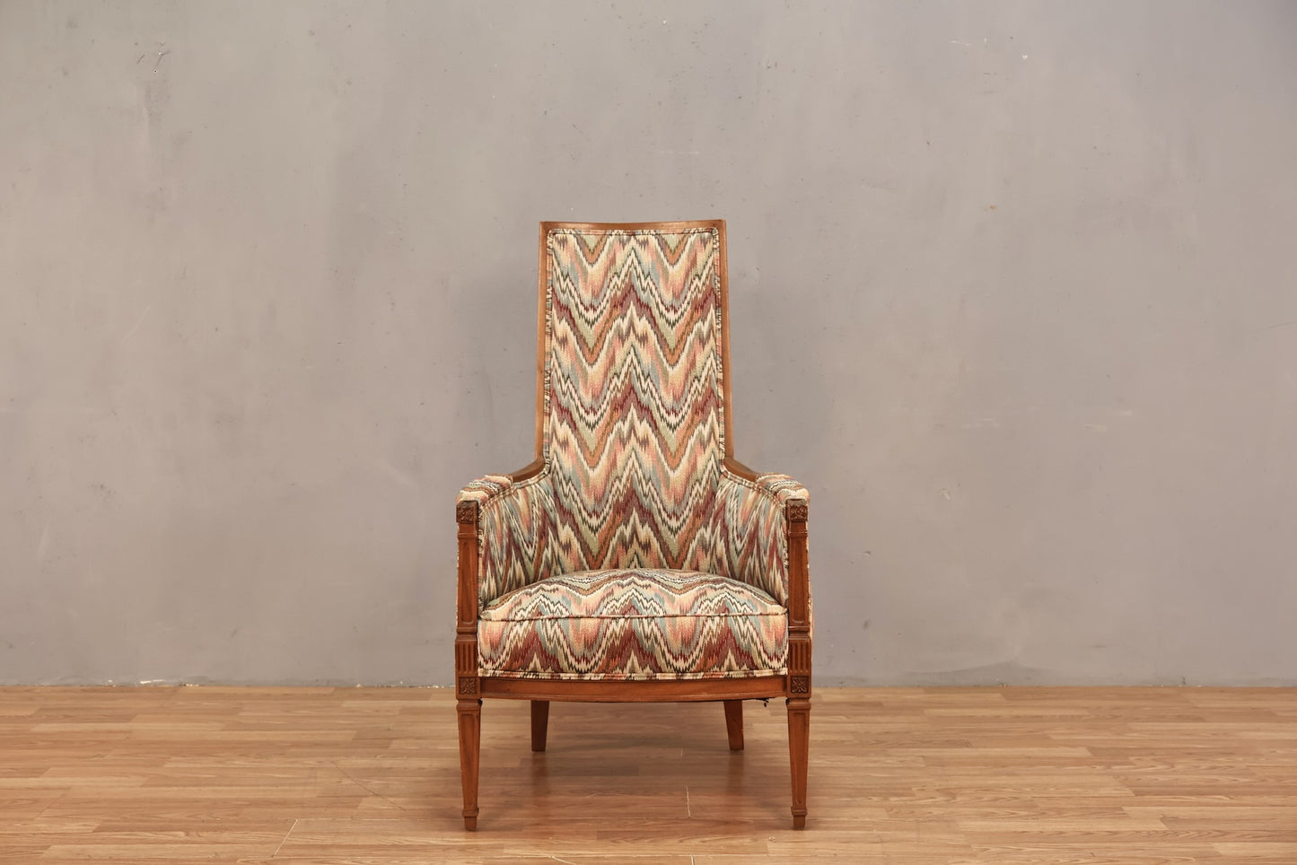 Elegant High-Back Ikat Armchair - ONLINE ONLY