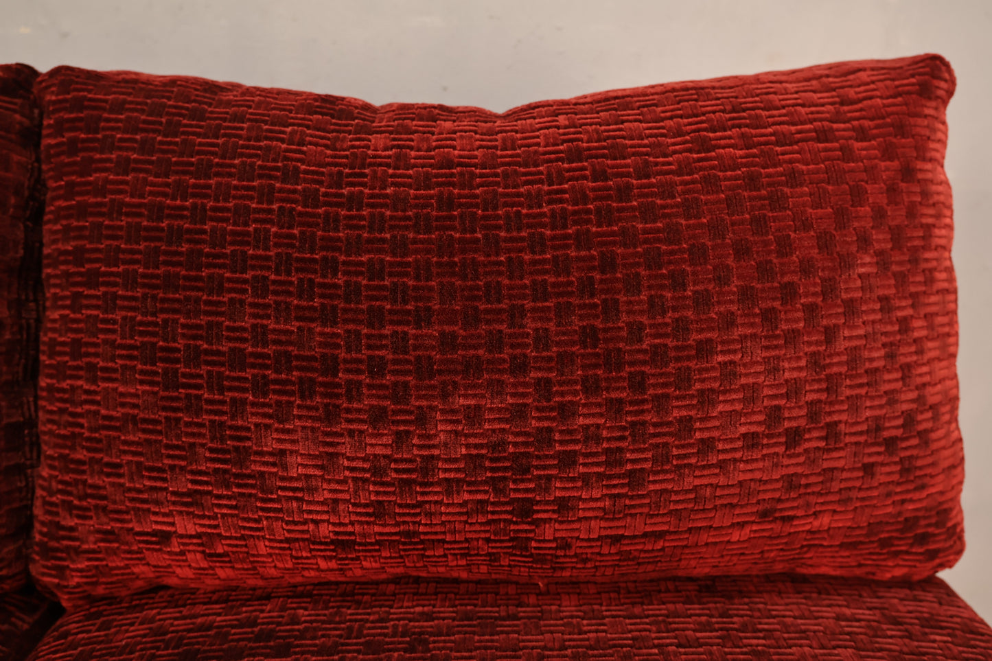 Mid Century Red Velvet Loveseat