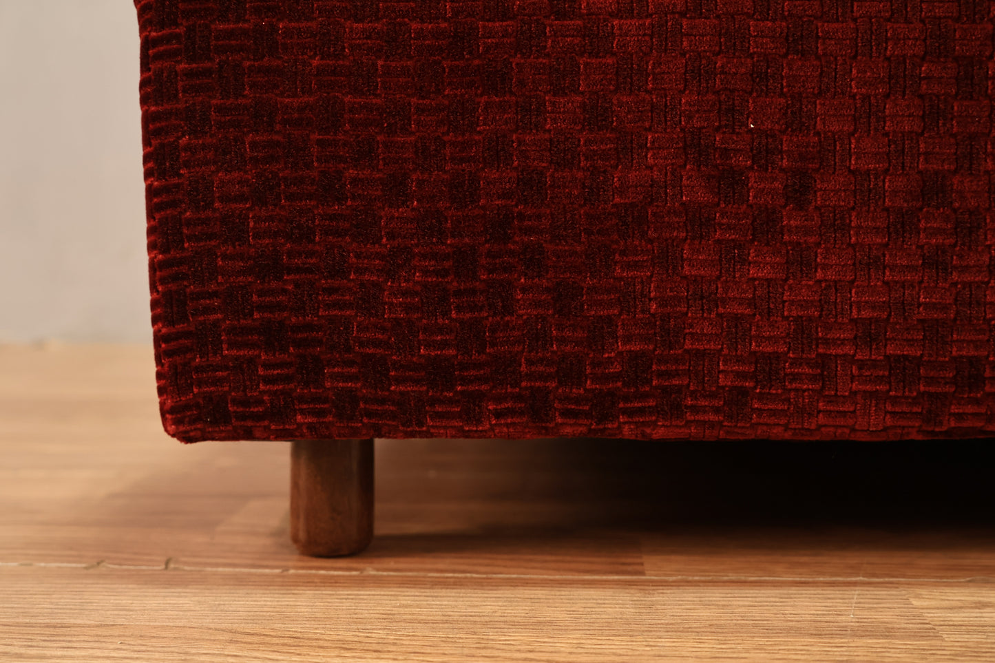 Mid Century Red Velvet Loveseat