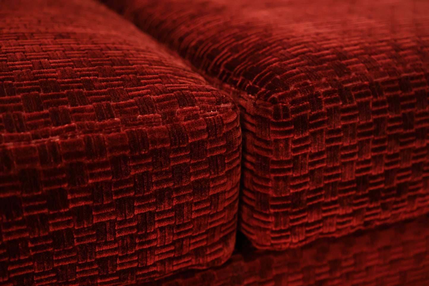 Mid Century Red Velvet Loveseat