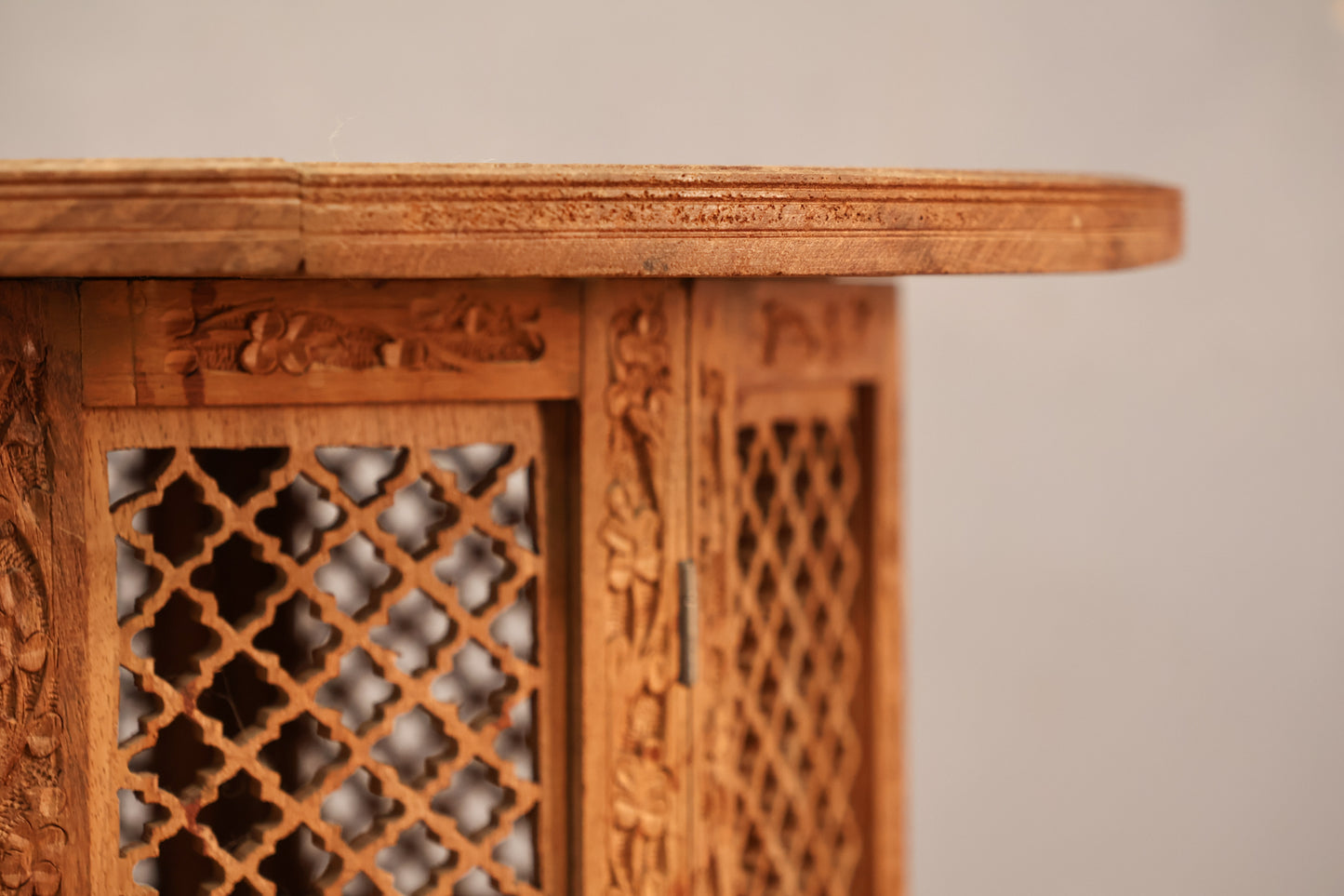 Indian Carved Wooden End Table - ONLINE ONLY