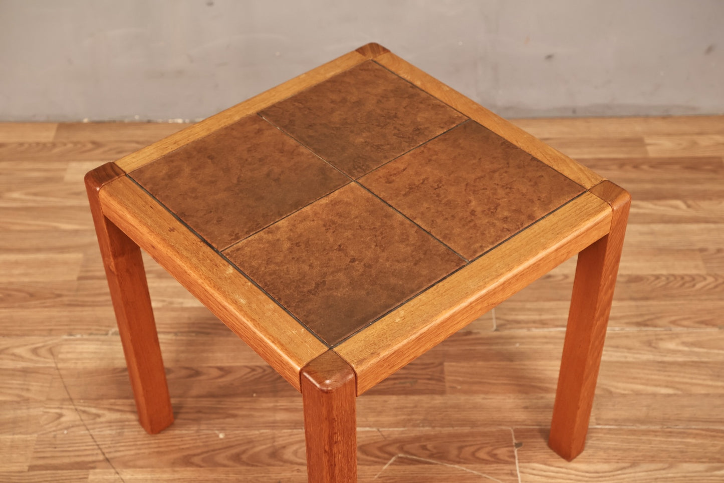 Uldum Teak & Brown Tile Side Table