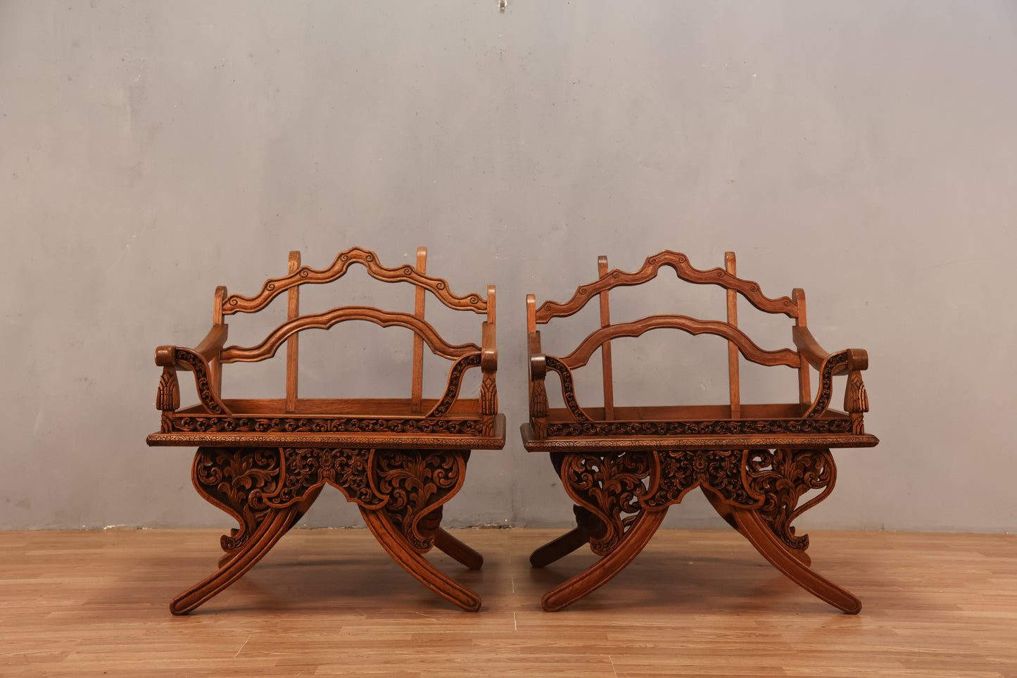 Carved Teak Howdah Accent Chair - ONLINE ONLY