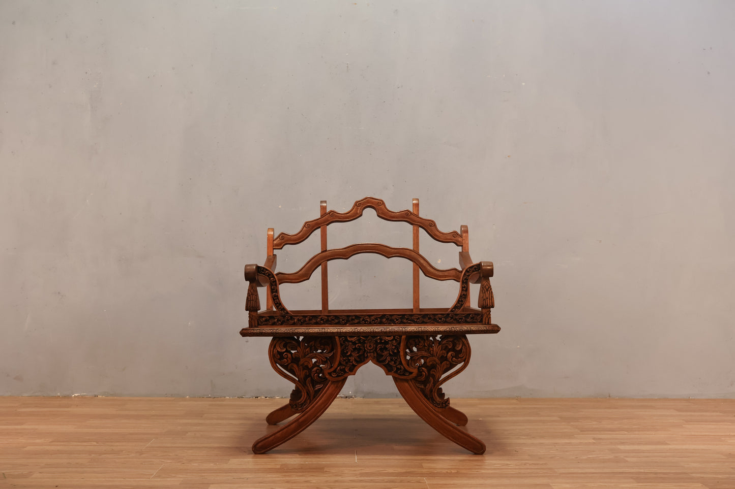 Carved Teak Howdah Accent Chair - ONLINE ONLY