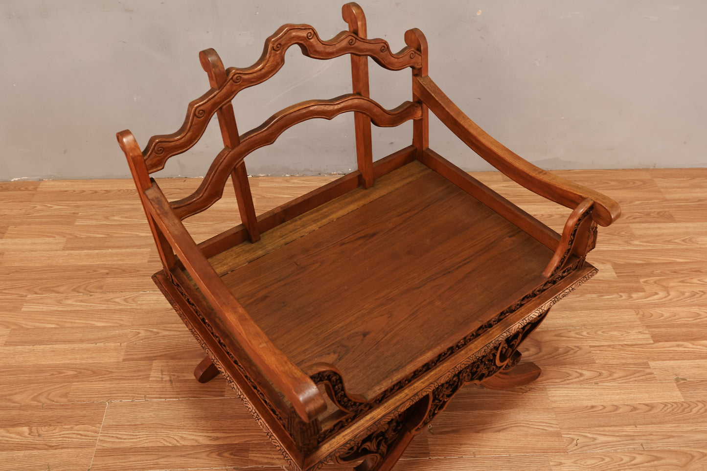 Carved Teak Howdah Accent Chair - ONLINE ONLY