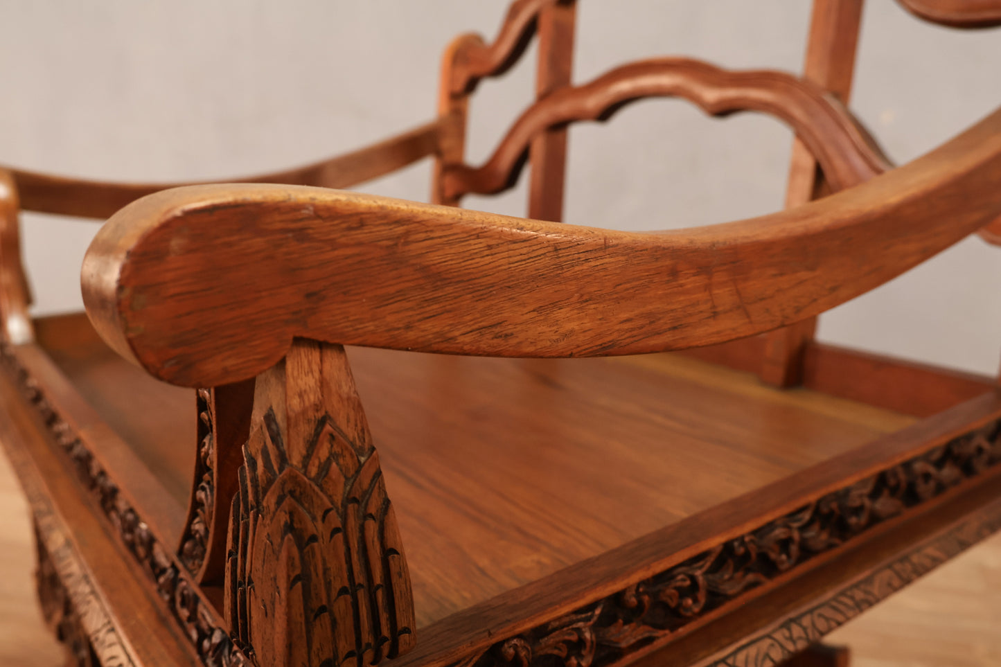 Carved Teak Howdah Accent Chair - ONLINE ONLY