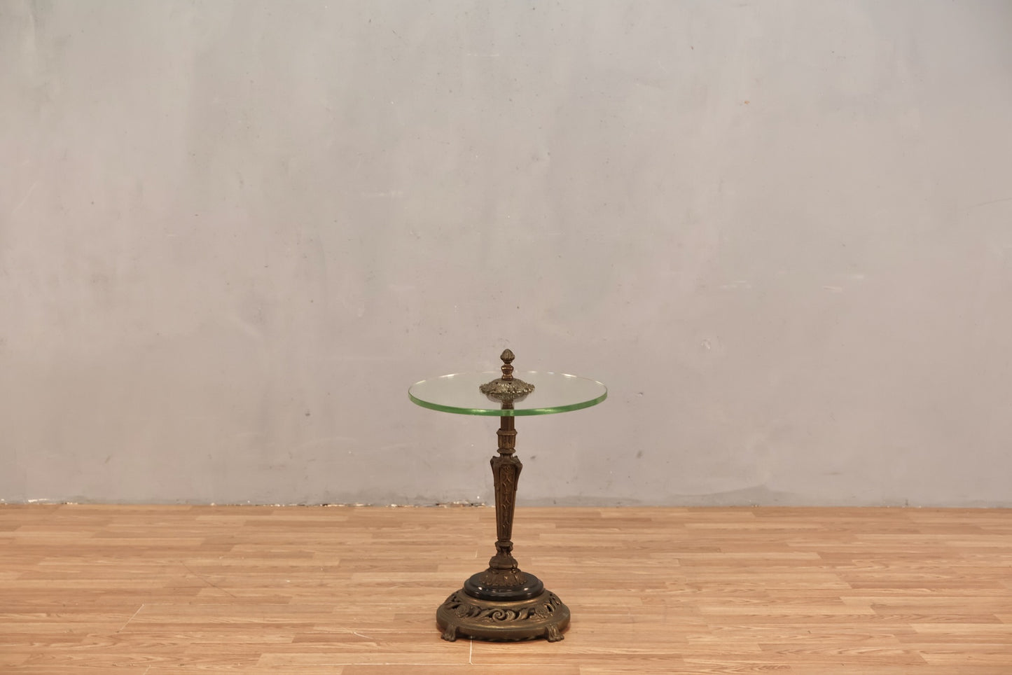 Small Antique Brass & Glass Side Table