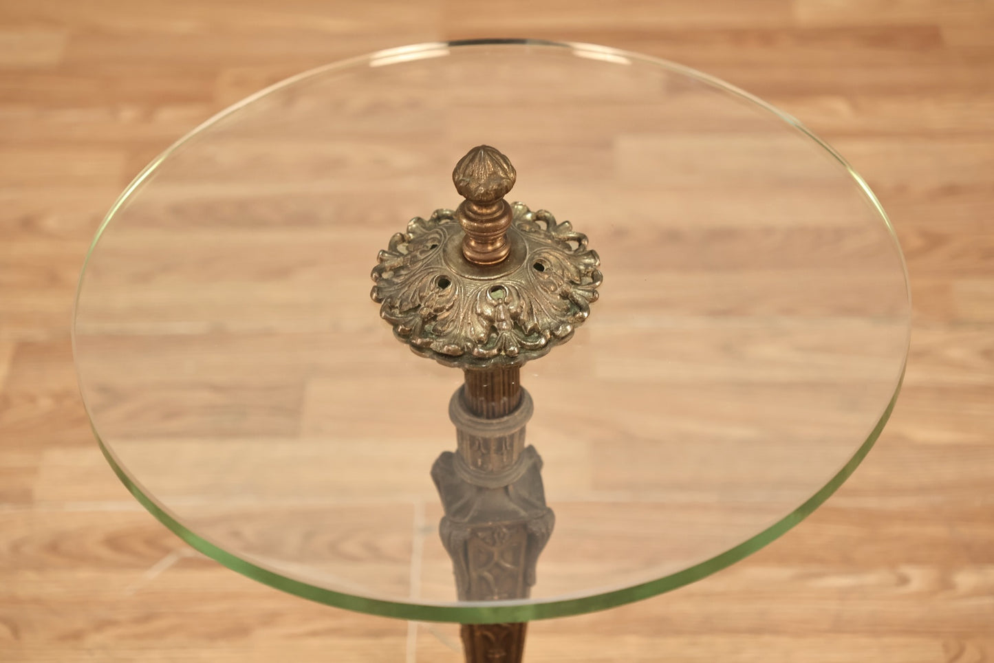 Small Antique Brass & Glass Side Table