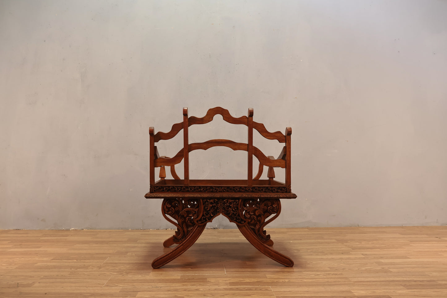 Carved Teak Howdah Accent Chair - ONLINE ONLY