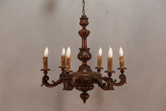 Antique Carved Oak Chandelier - ONLINE ONLY