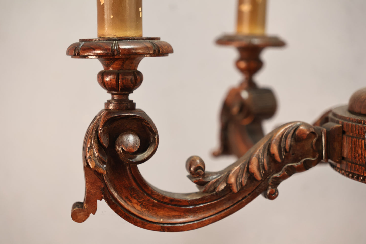 Antique Carved Oak Chandelier - ONLINE ONLY