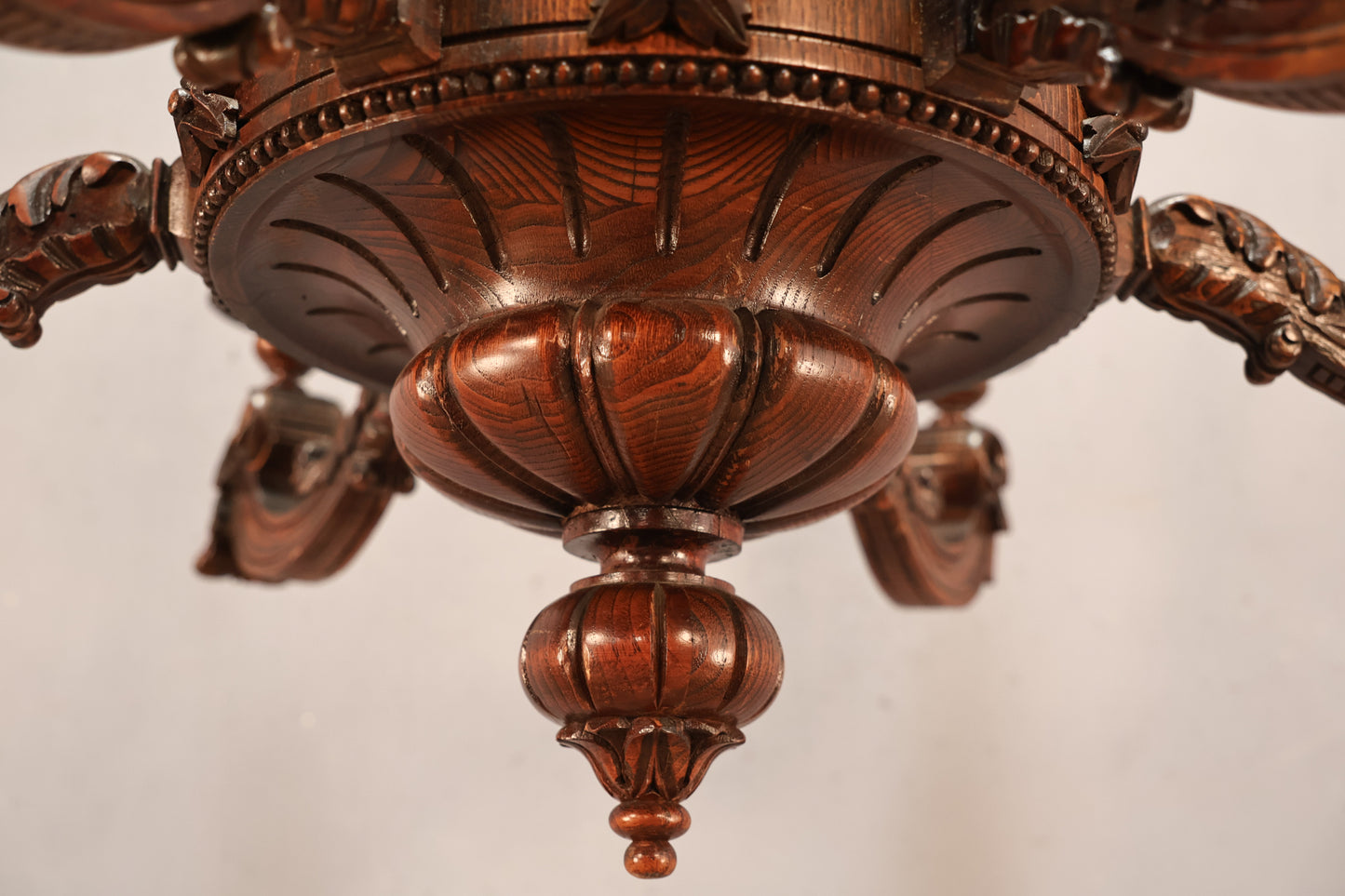 Antique Carved Oak Chandelier - ONLINE ONLY
