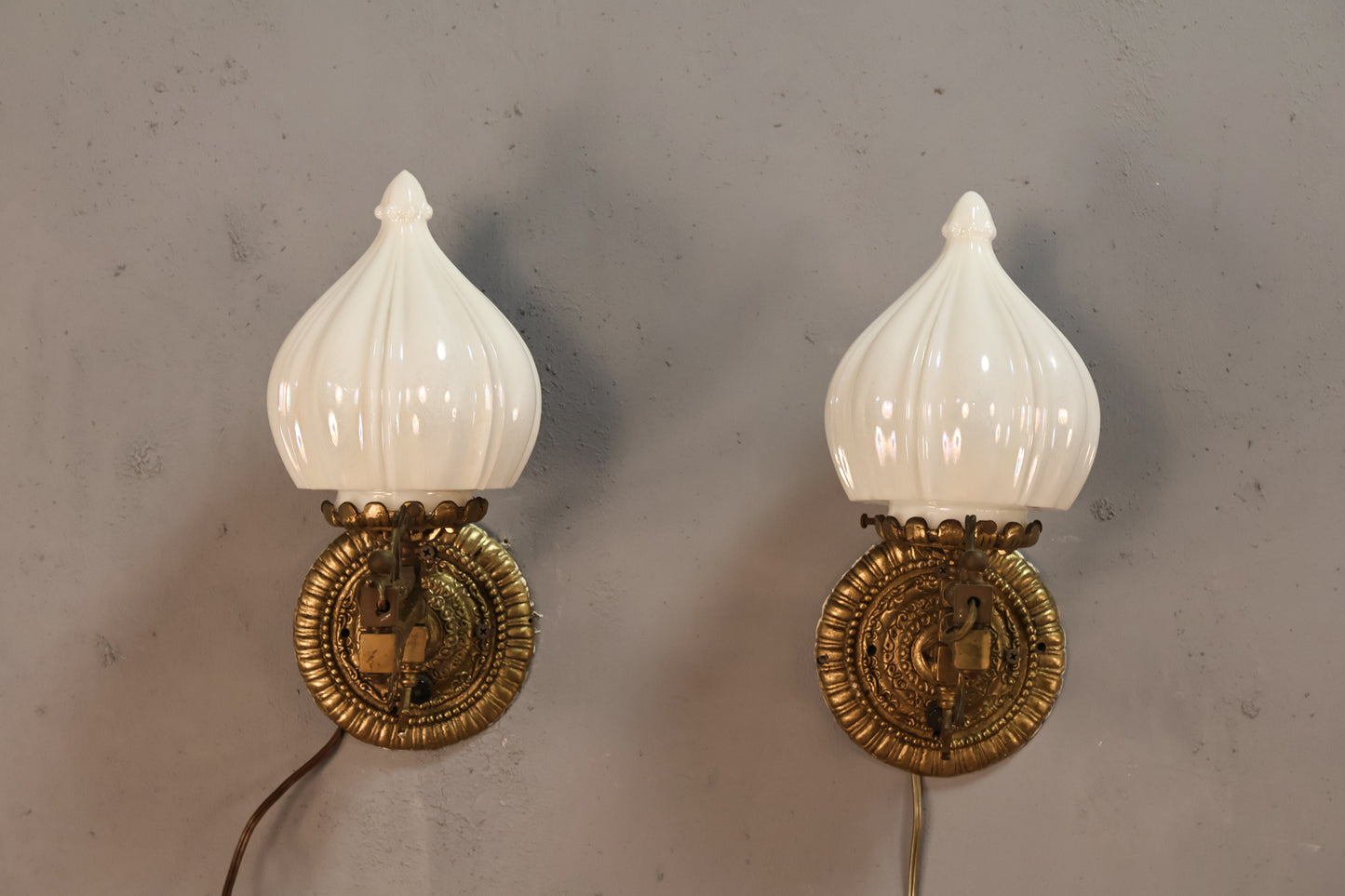 Brass & Glass "Garlic" Swing-Arm Sconce