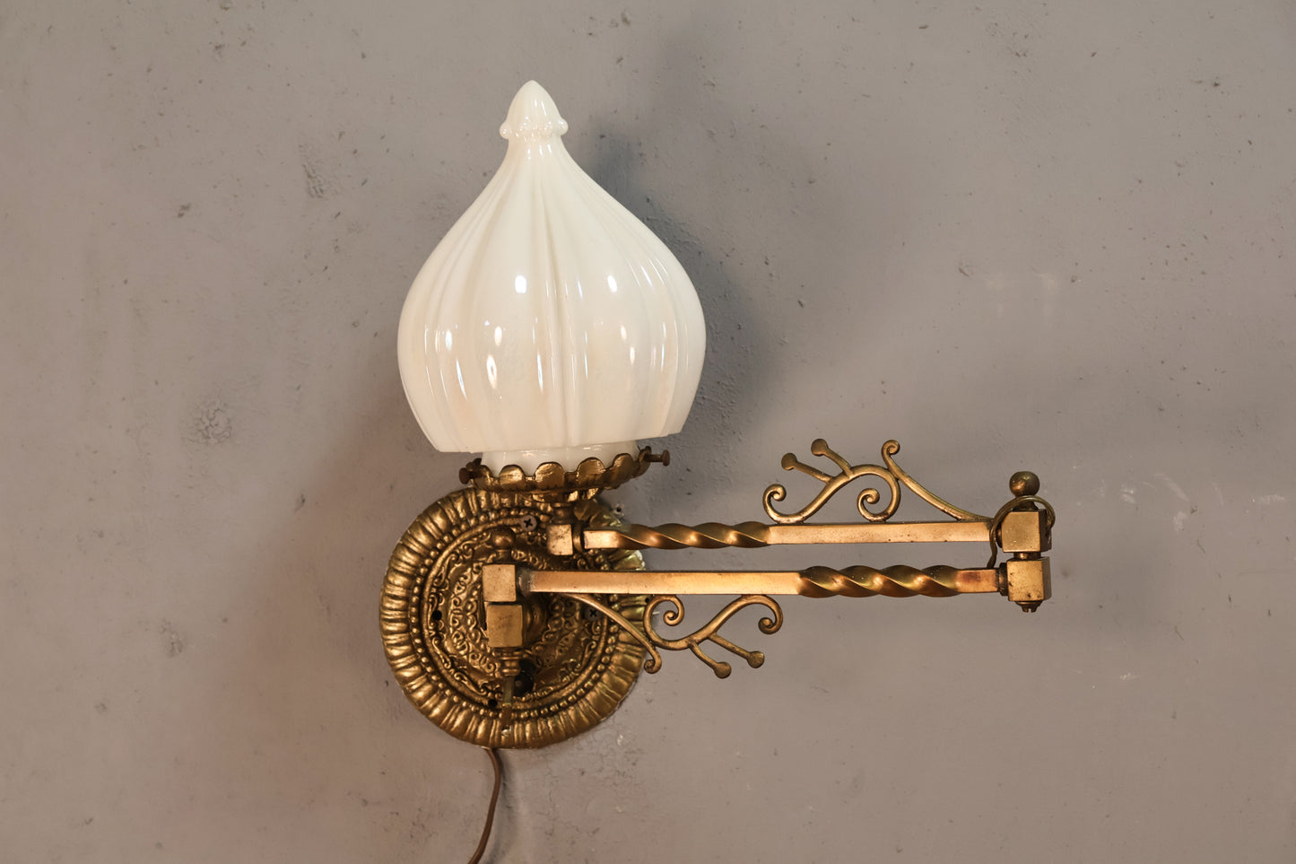 Brass & Glass "Garlic" Swing-Arm Sconce