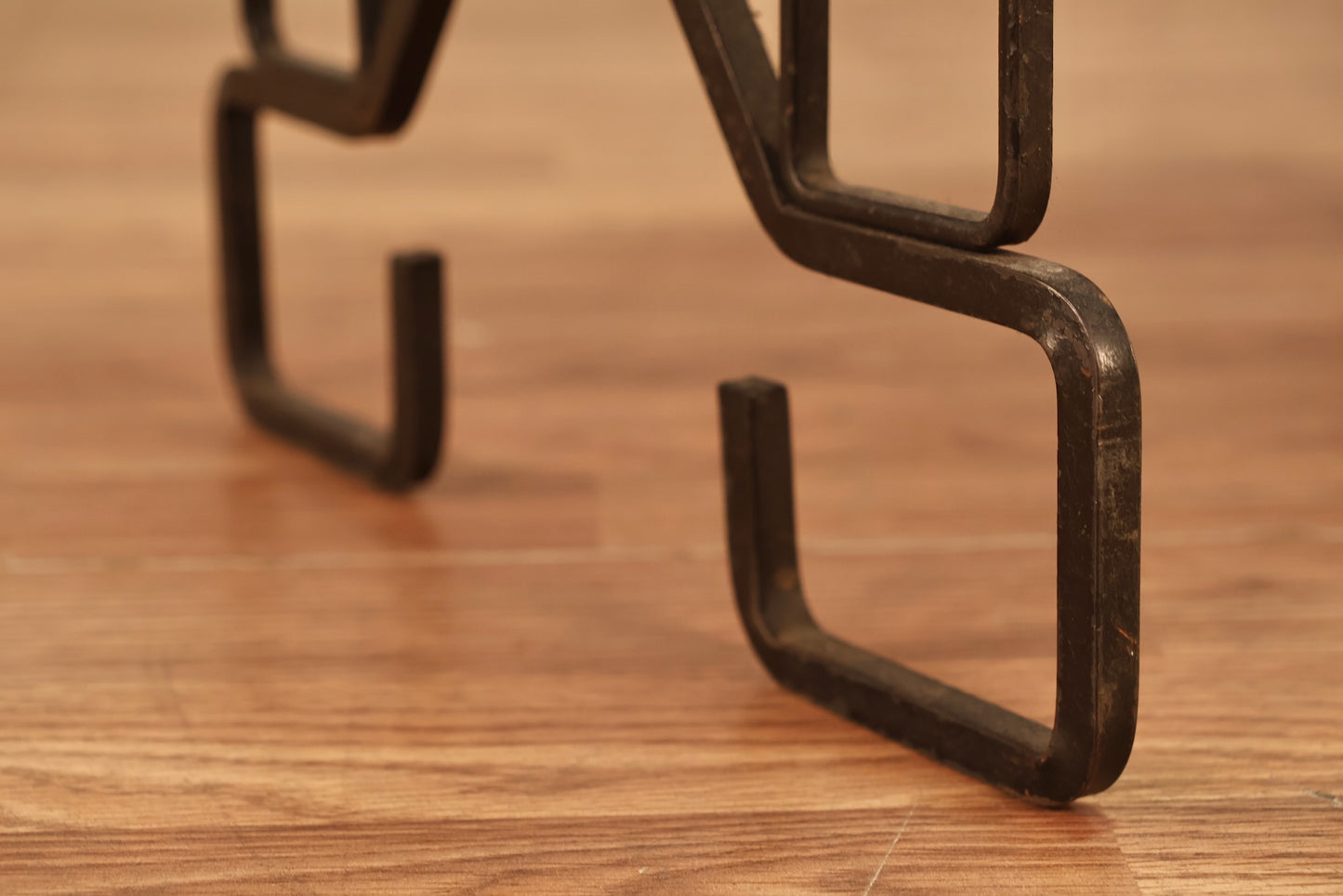 Checkered Orange & Iron Tile-Top Side Table - ONLINE ONLY