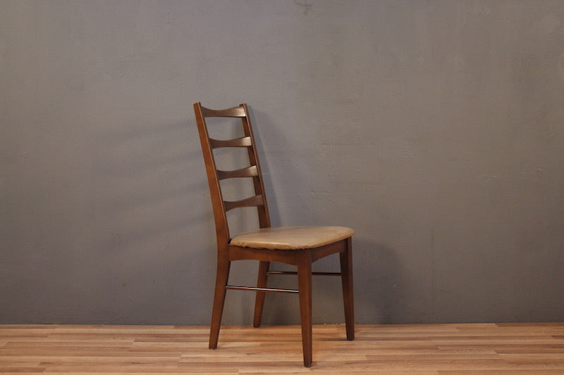 Wood & Taupe Vinyl Ladderback Side Chair