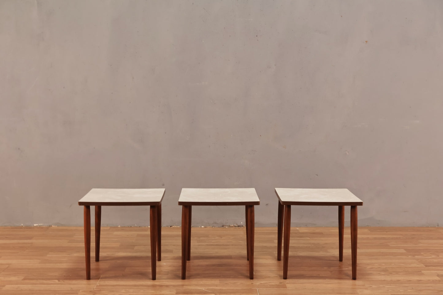 Trio of Laminate & Walnut Stacking Side Tables - ONLINE ONLY