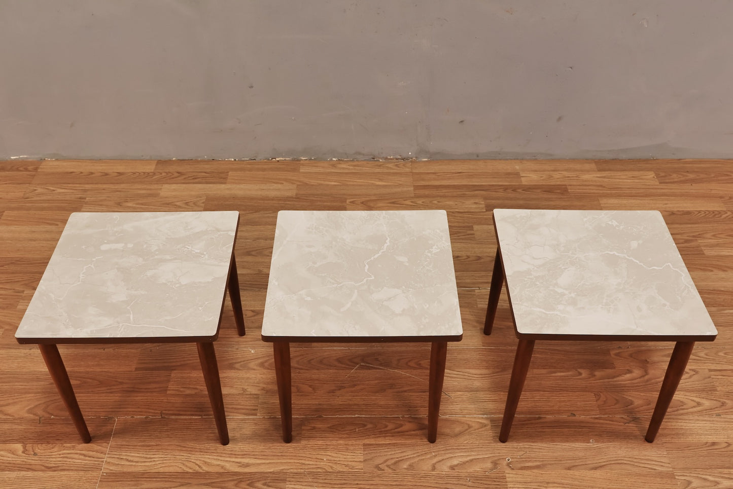 Trio of Laminate & Walnut Stacking Side Tables - ONLINE ONLY