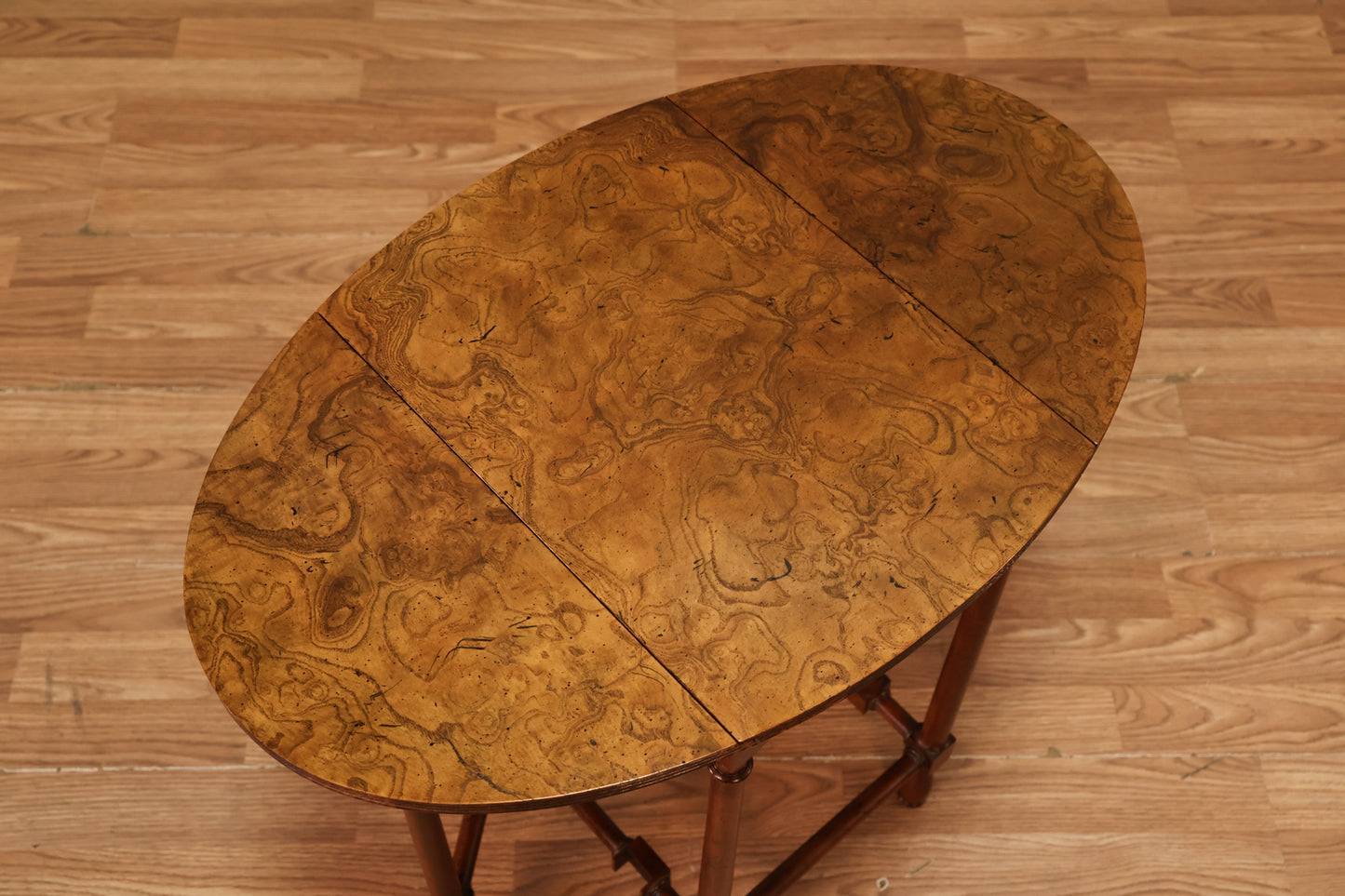 Petite Burl Drop-Leaf Side Table
