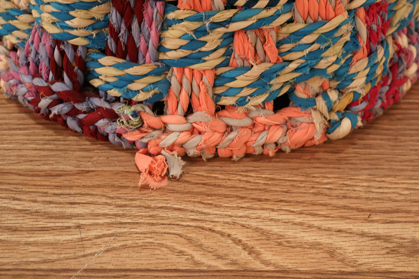 Multicolored Woven Hourglass Stool