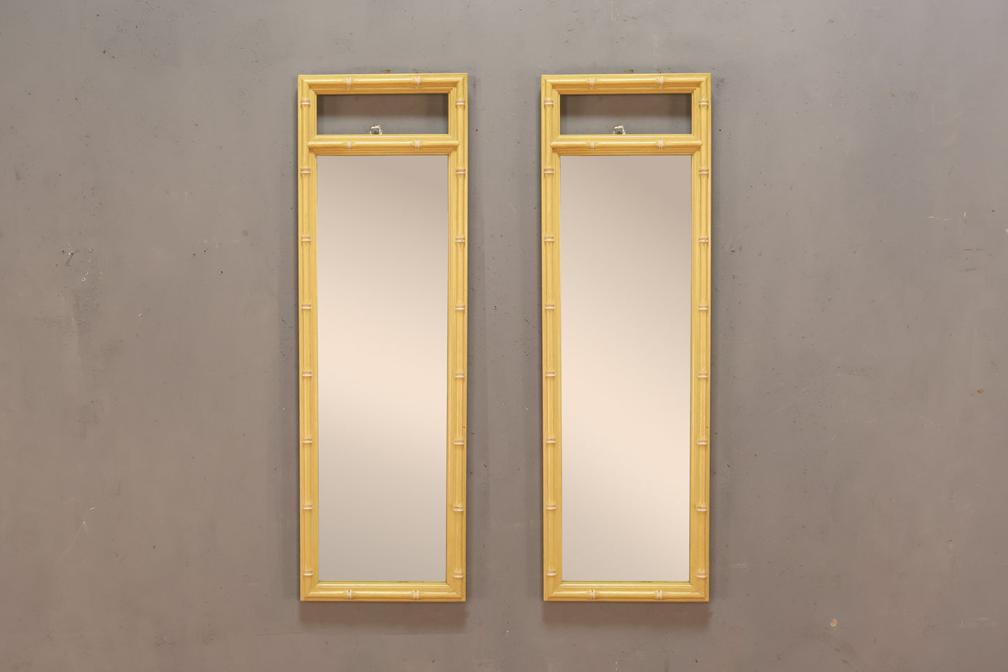 Slim Lemon Meringue Faux-Bamboo Mirror