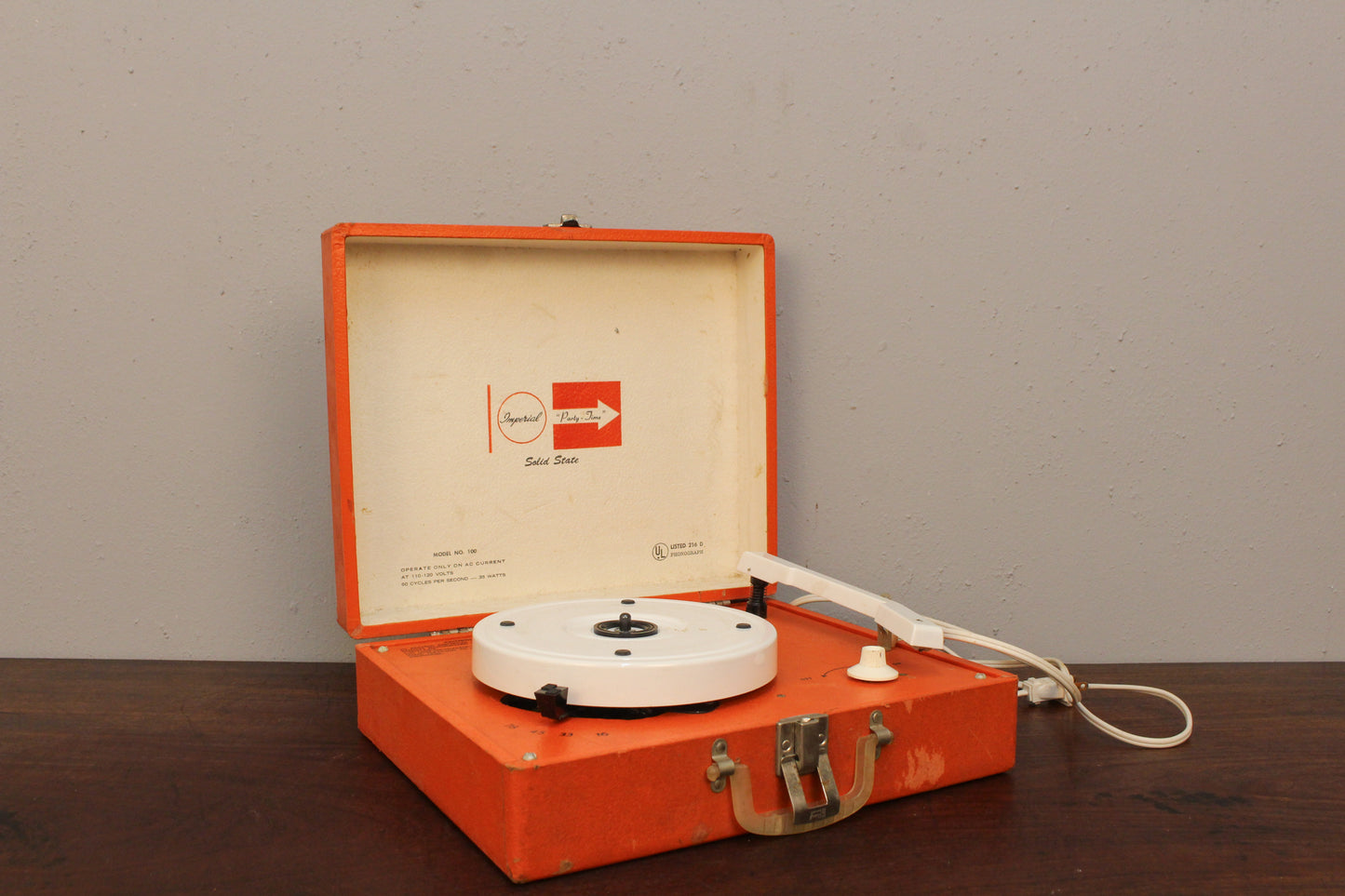 Prop Orange Vinyl Suitcase Record Player