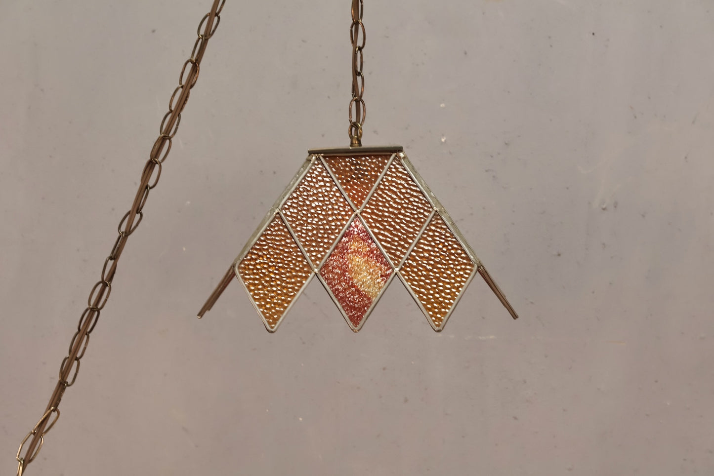 Amber Diamonds Stained Glass Swag Lamp