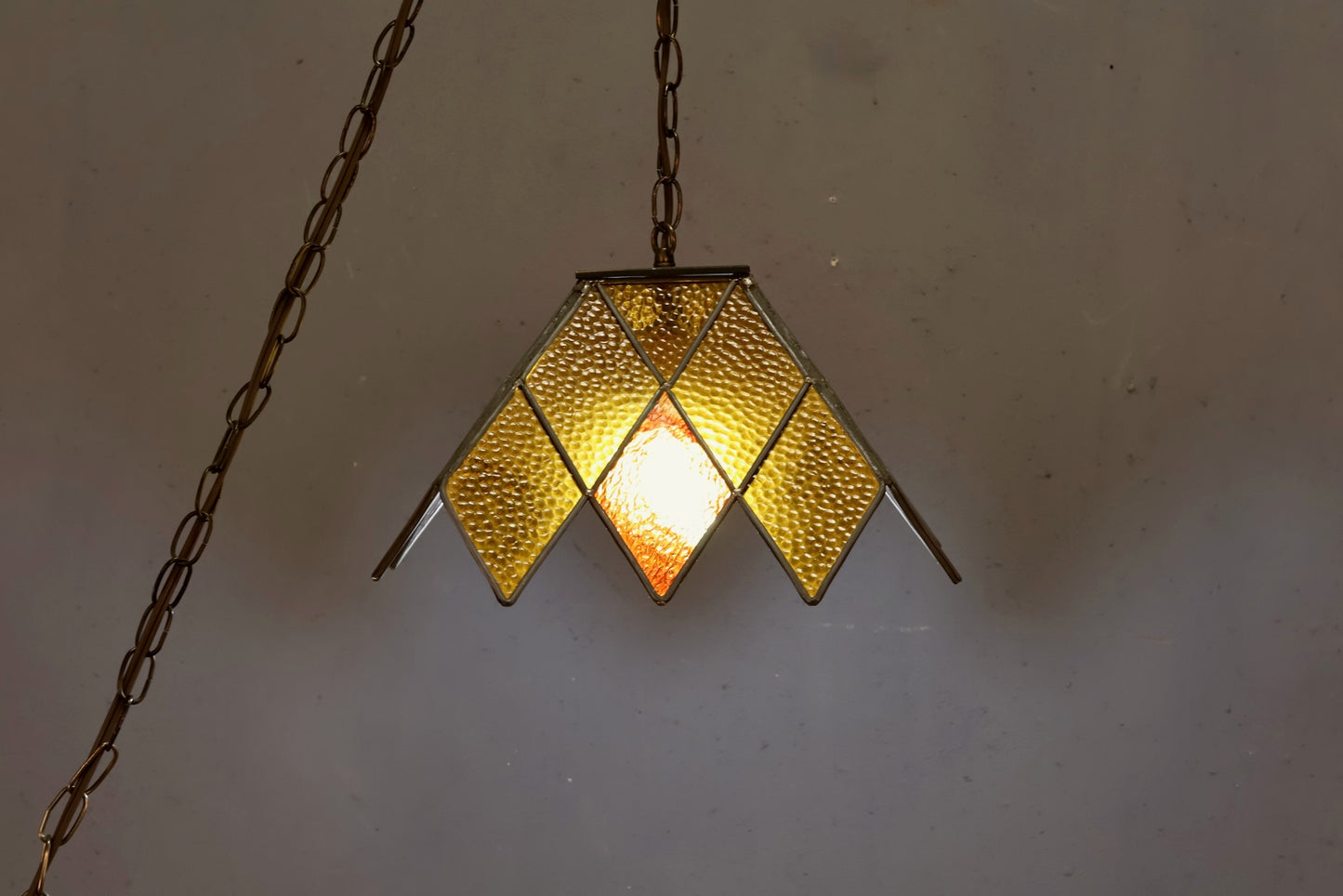 Amber Diamonds Stained Glass Swag Lamp