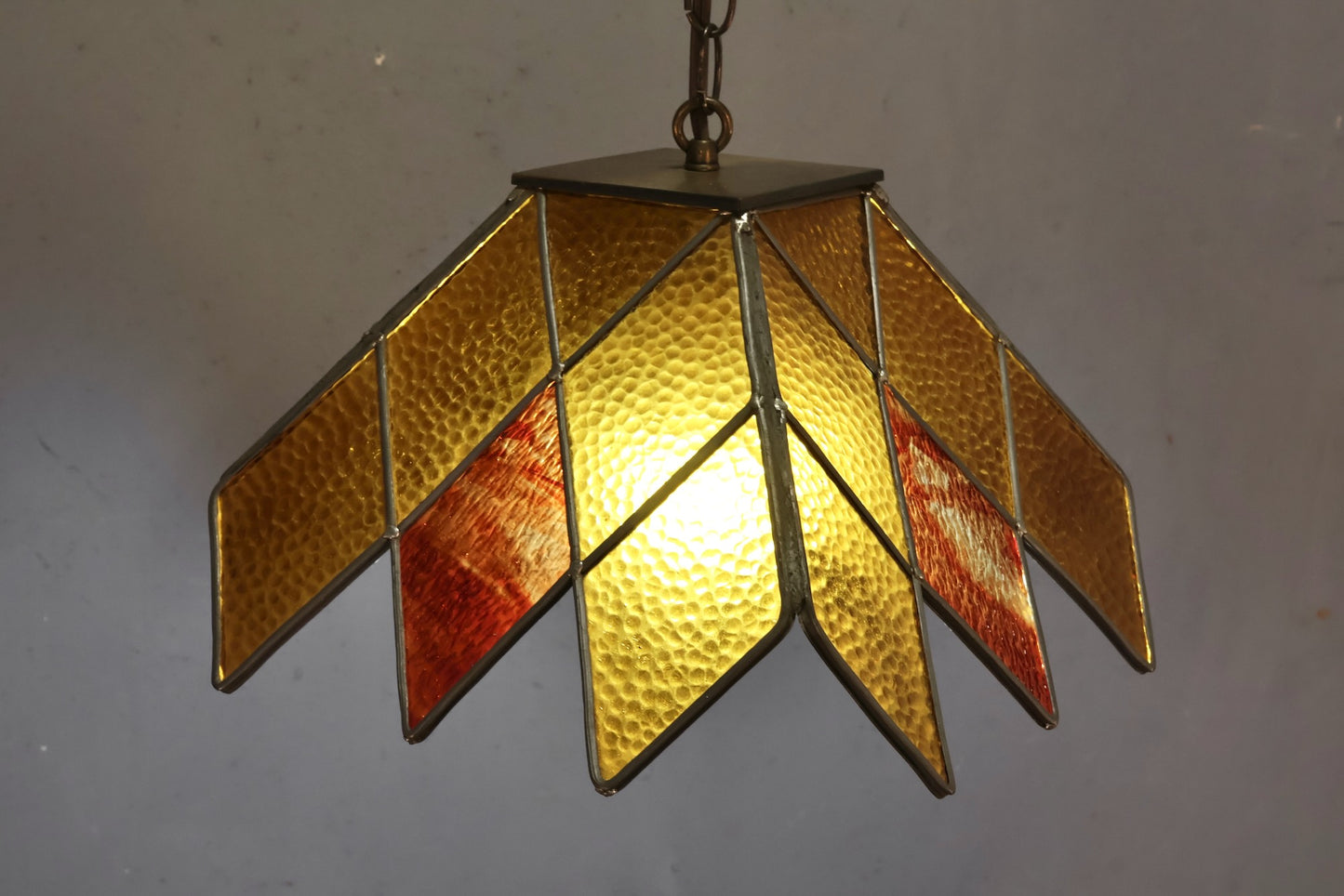 Amber Diamonds Stained Glass Swag Lamp