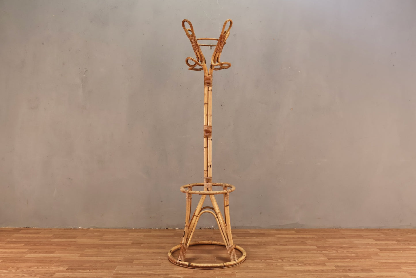 Large Bamboo & Rattan Coat Rack