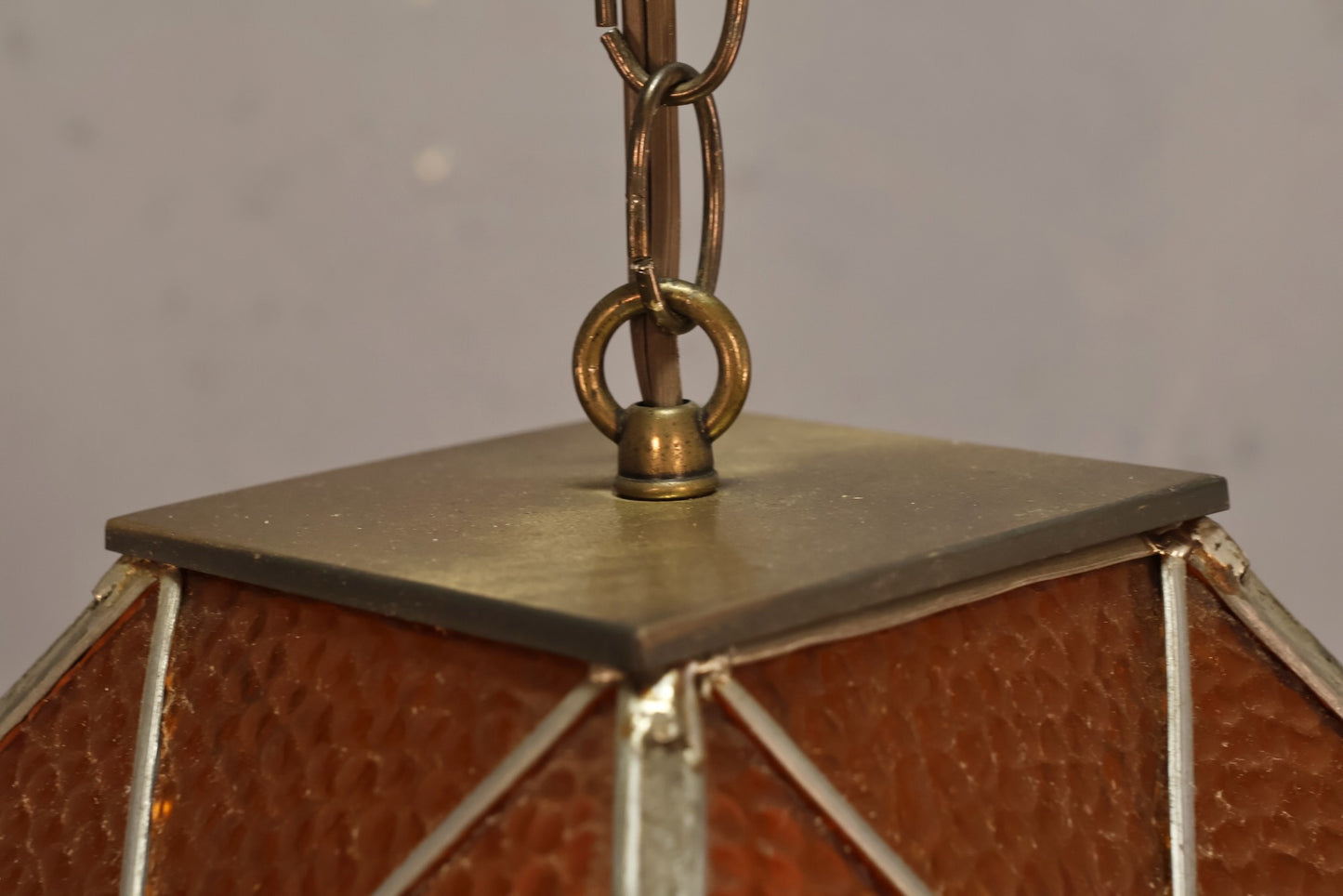 Amber Diamonds Stained Glass Swag Lamp