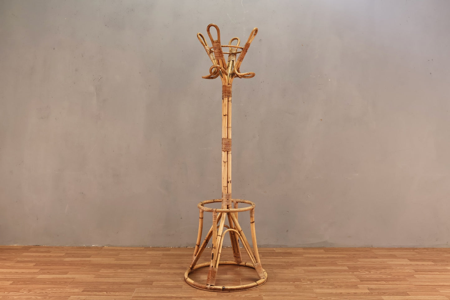 Large Bamboo & Rattan Coat Rack