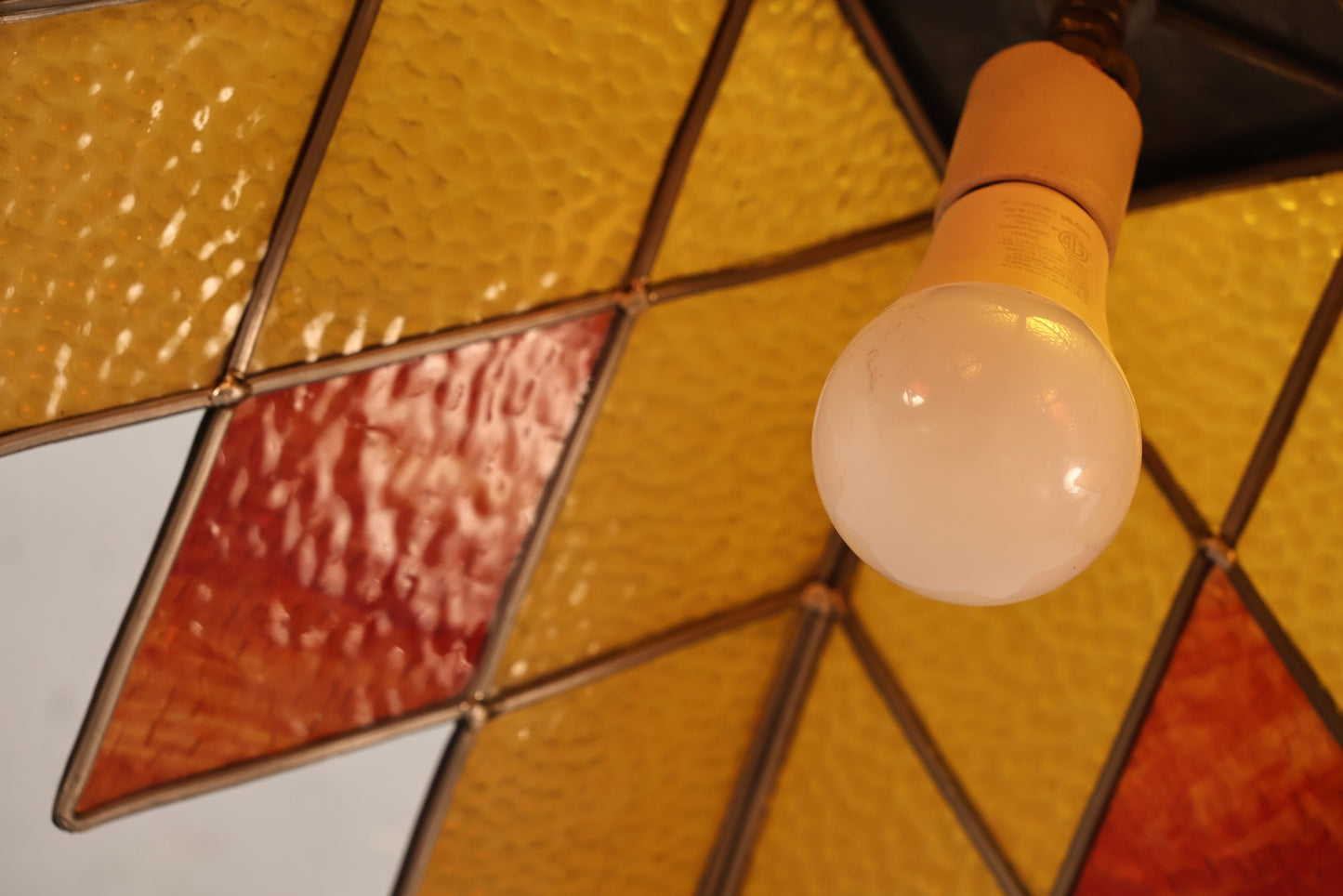 Amber Diamonds Stained Glass Swag Lamp