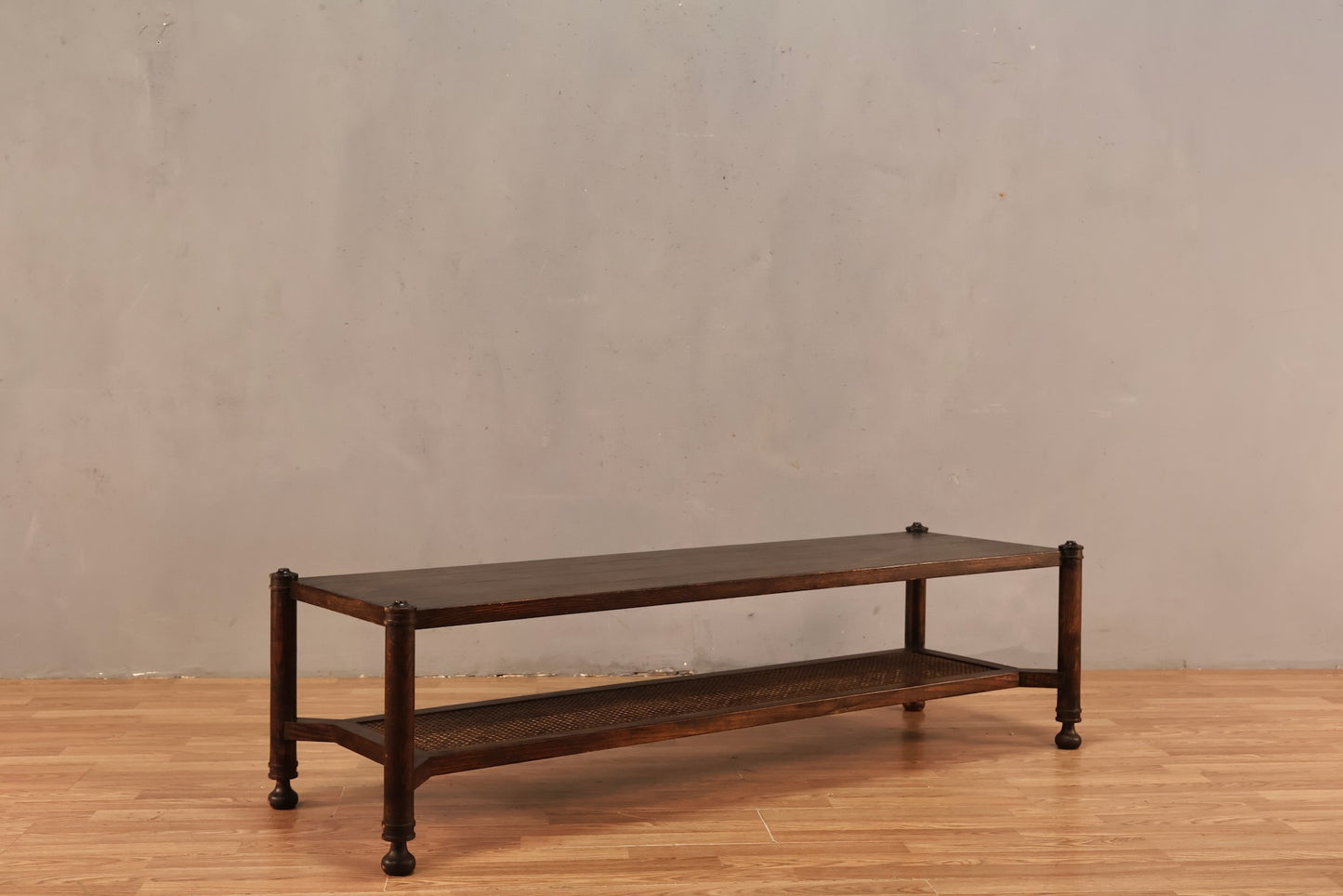 Antique Dark Oak & Cane Coffee Table - ONLINE ONLY