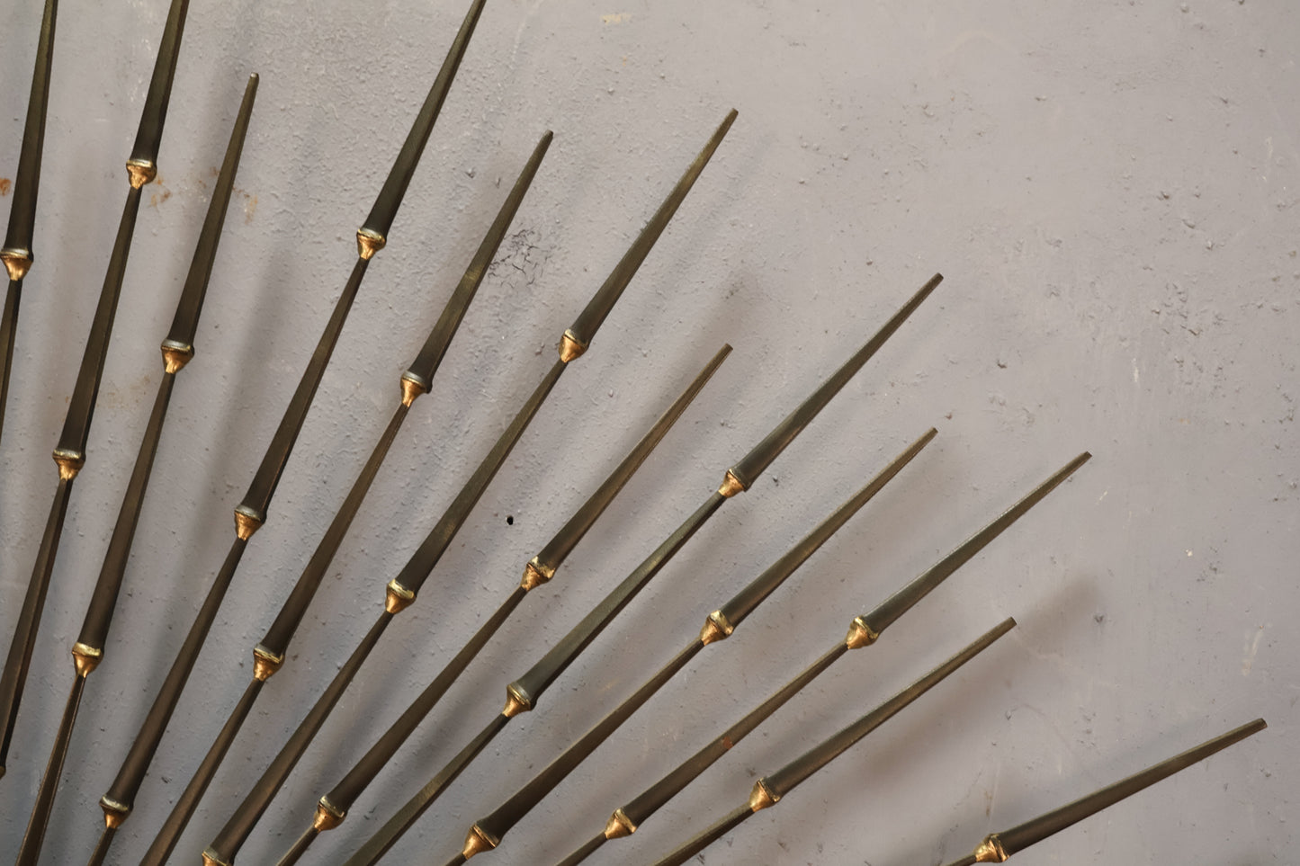 Large Mid Century Metal Sunburst Wall Sculpture - ONLINE ONLY