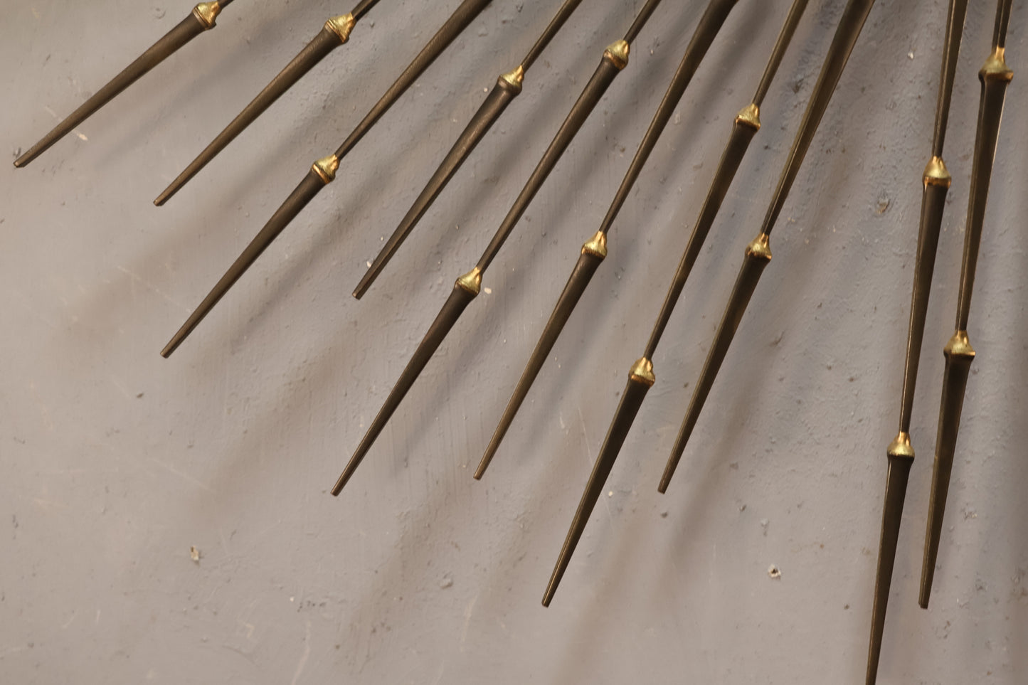 Large Mid Century Metal Sunburst Wall Sculpture - ONLINE ONLY