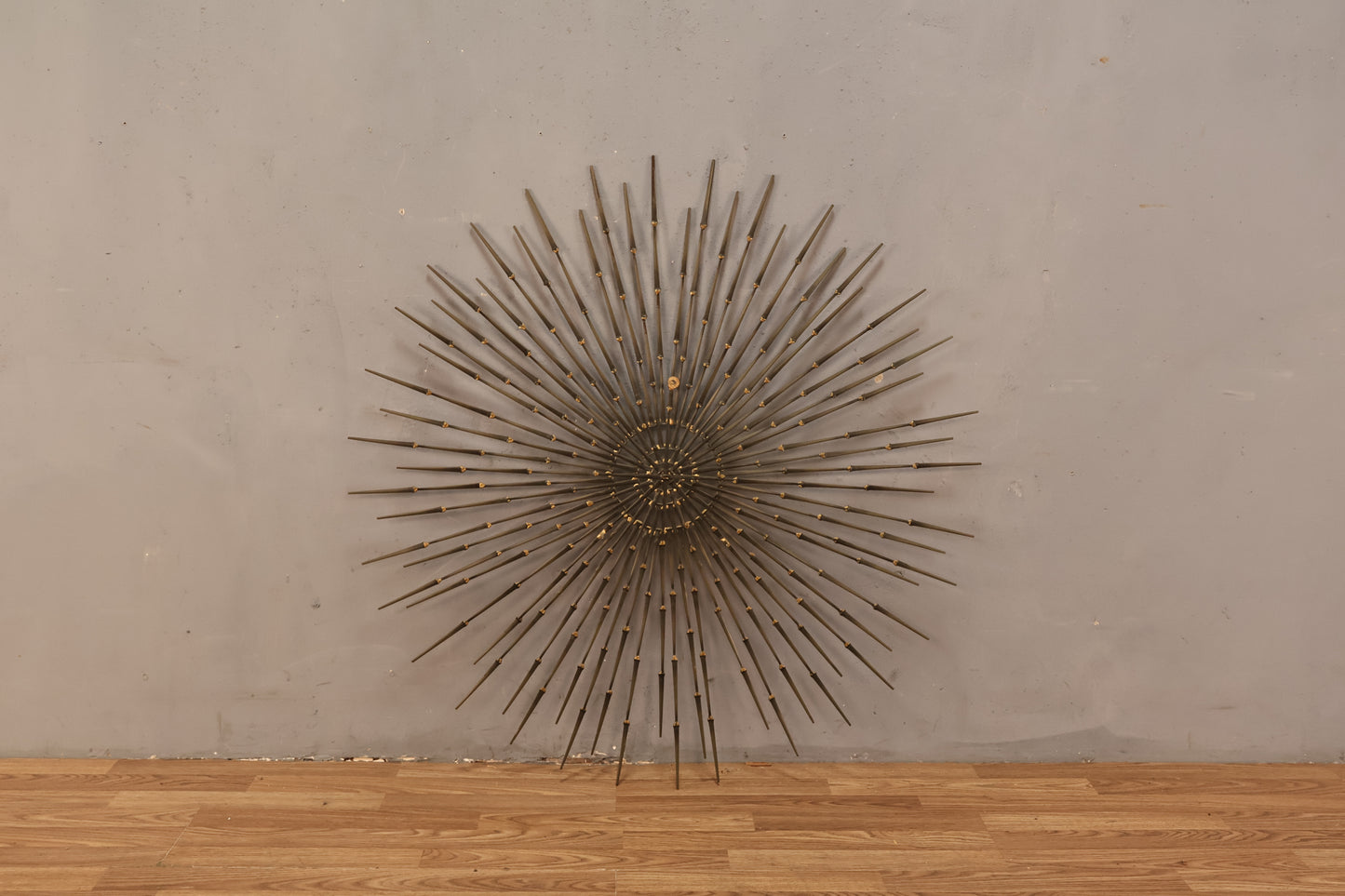 Large Mid Century Metal Sunburst Wall Sculpture - ONLINE ONLY